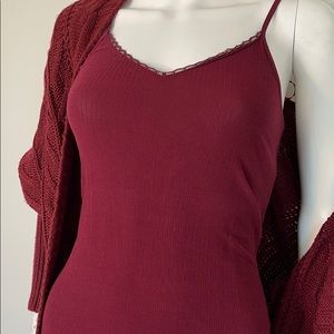 Cami (burgundy) Matching cardi sold separately